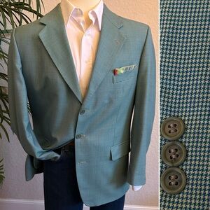 MAGEE DONEGAL BLAZER SIZE 43 VINTAGE SPORT COAT GREEN HOUNDSTOOTH ASPEN JACKET